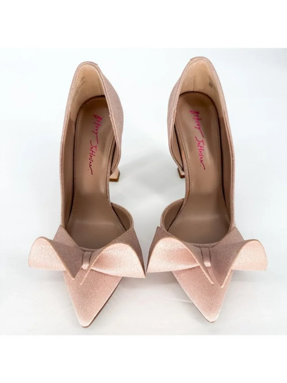 Betsey‎ Johnson Nobble Metallic Pumps Champagne Bow Heels Women’s 8.5 Stiletto - Picture 3 of 13